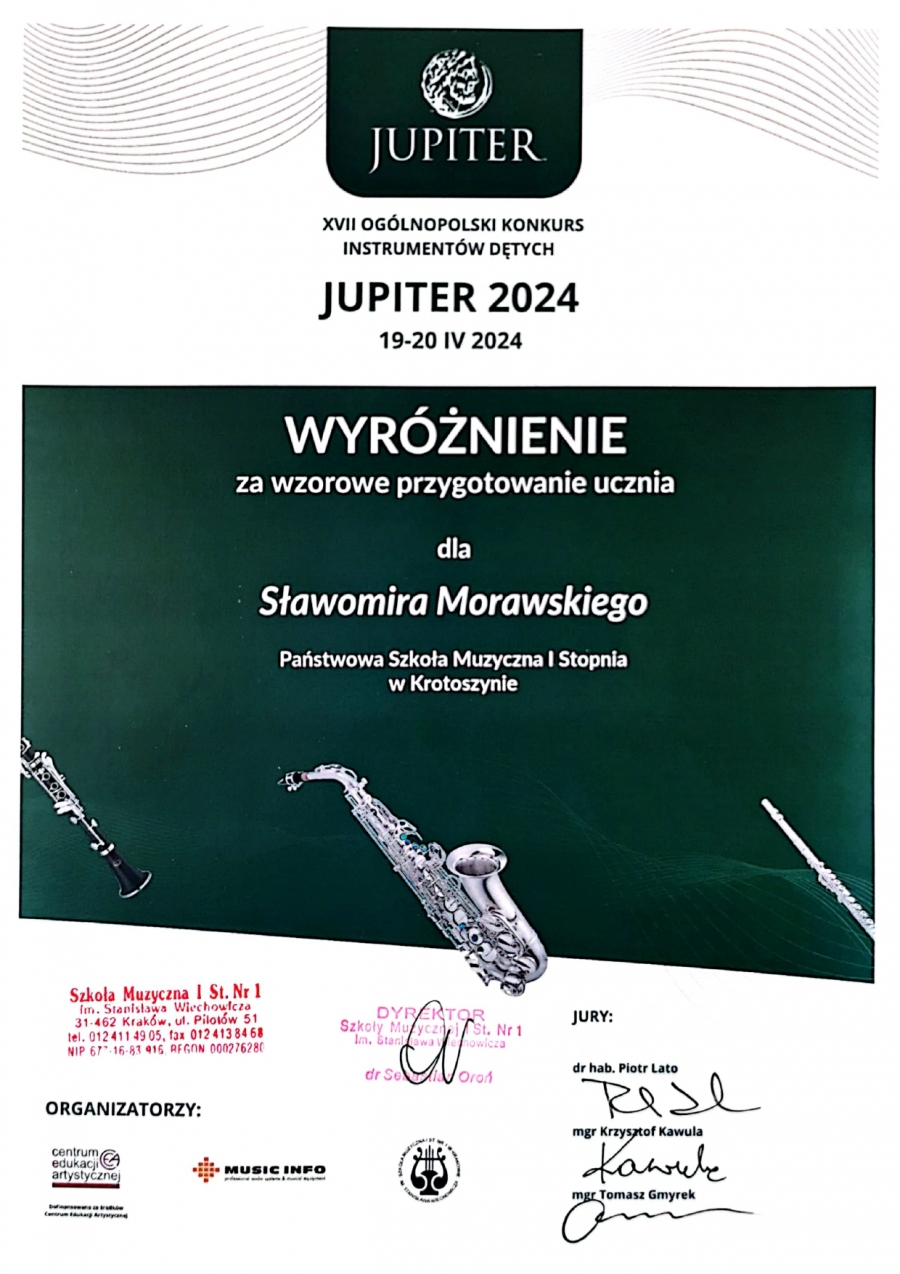 XVII Ogólnopolski Konkurs Instrumentów Dętych „JUPITER 2024” - Mikołaj Peregrym